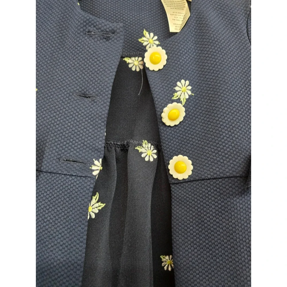 Blueberri Boulevard Girls Navy White Daisy Dress and Coat Set Size 4‎ BB5GH00